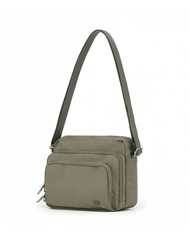 Anti-Theft Shoulder Bag with Triple Front Pockets  TCA981 (Taupe)